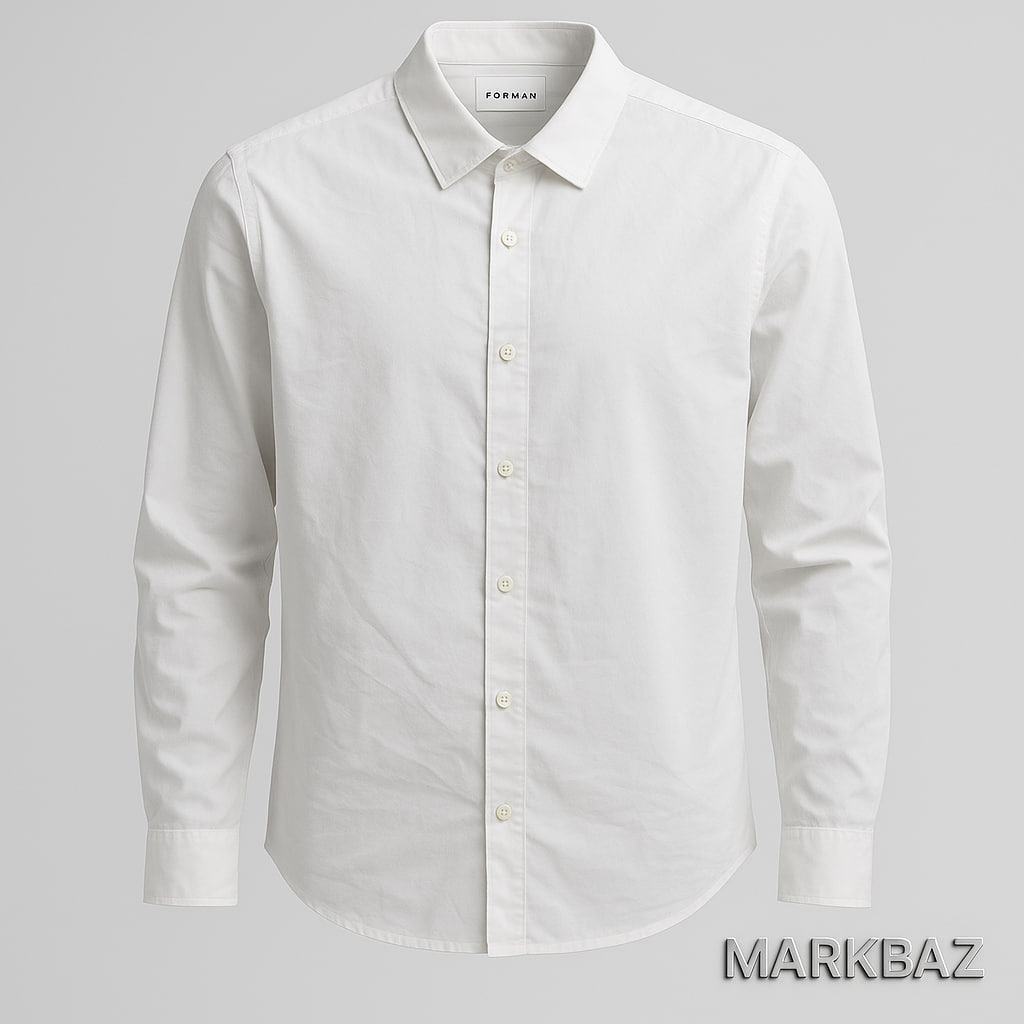پیراهن سفید مردانه نخی TOPMAN | استایل رسمی و روزانه با ضمانت اورجینال