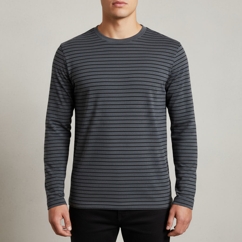 تی‌شرت آستین بلند زغالی اورجینال H&M – استوک مارک‌باز