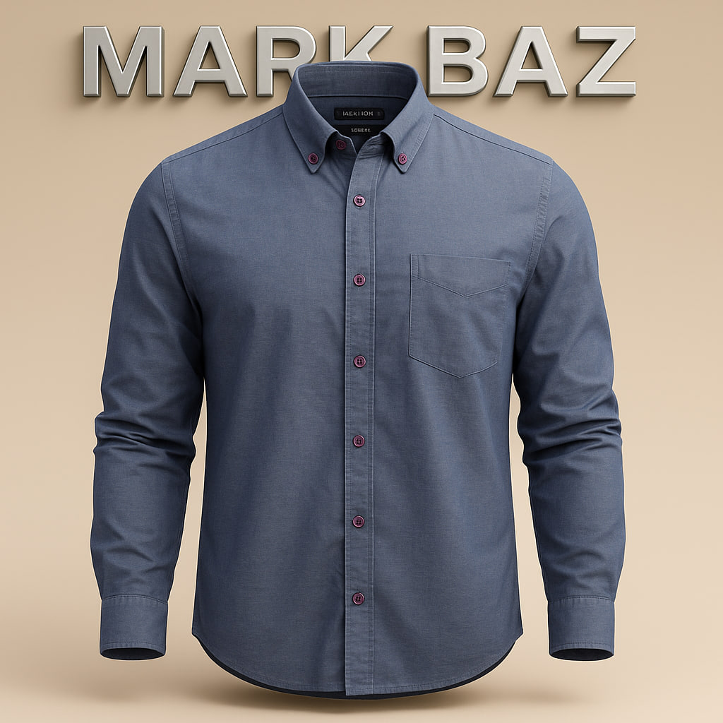 خرید پیراهن مردانه اورجینال Jean Ross نخی آبی ملایم مدل Smart Fit (اسلیم‌فیت) | استوک مارک باز