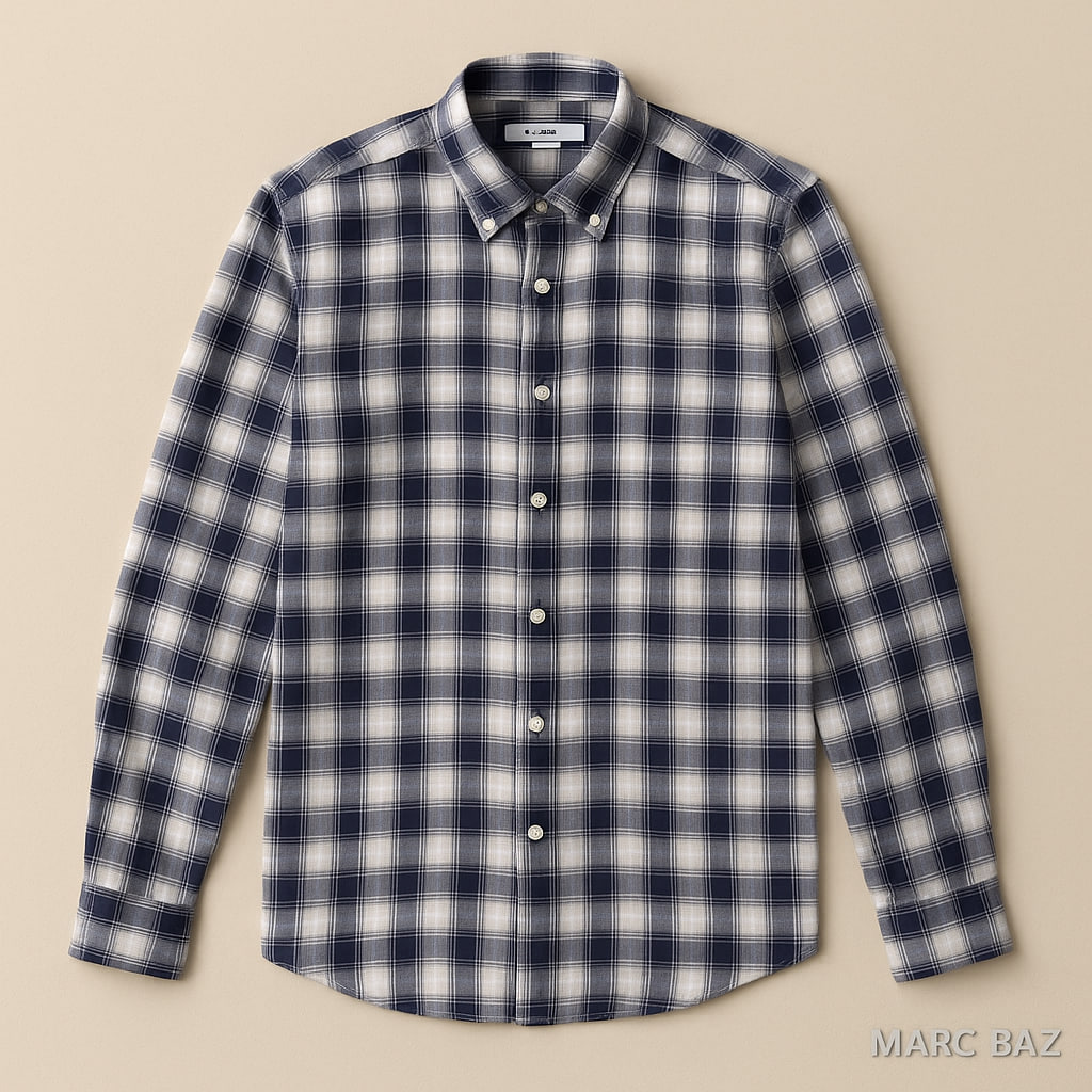 پیراهن نخی چهارخانه مردانه Pedro del Hierro اورجینال مدل Tailored Fit سایز مدیوم