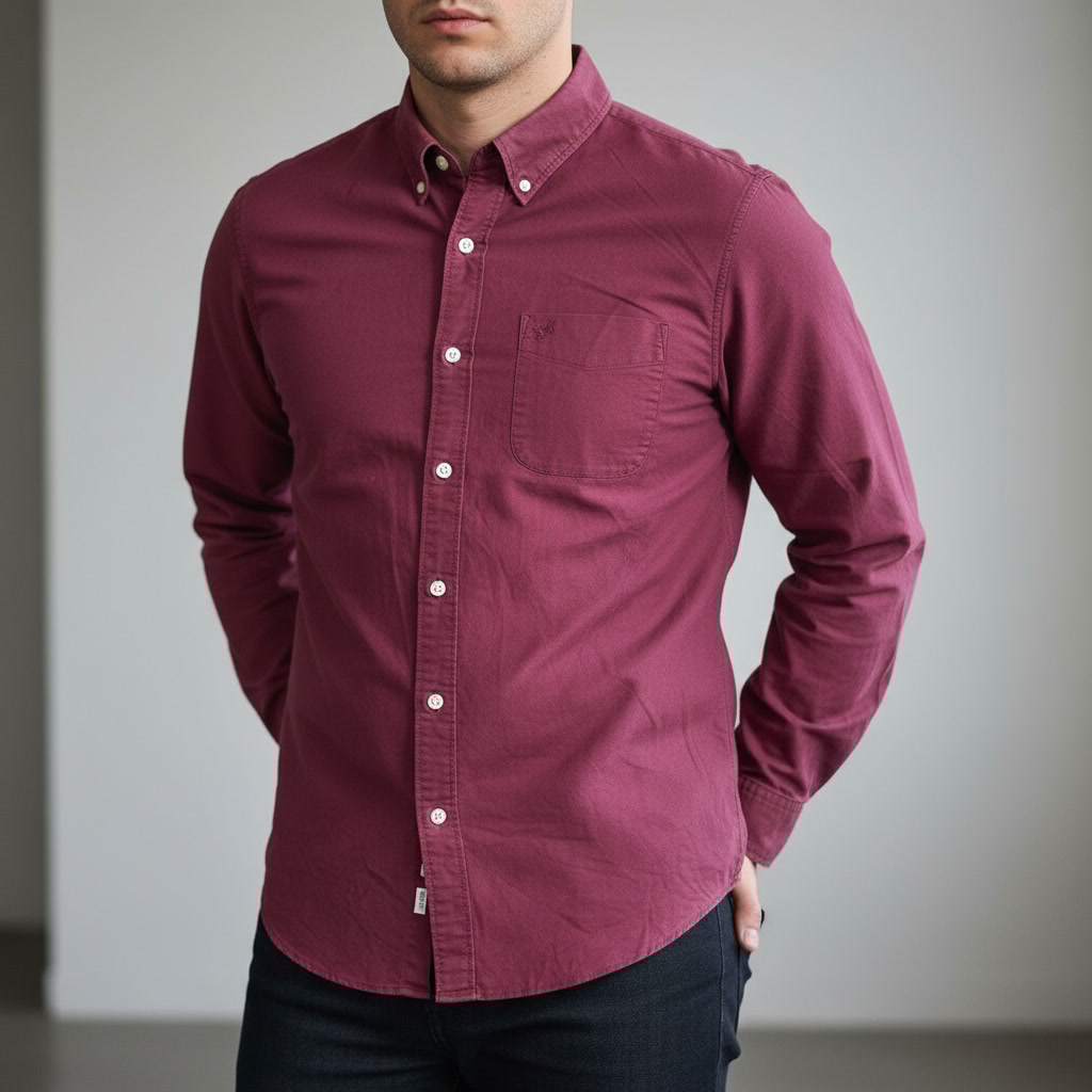 پیراهن کتان مردانه American Eagle اسلیم‌فیت اورجینال – استوک مارک‌باز