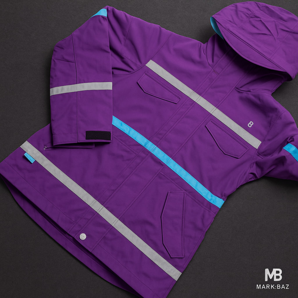 کاپشن اسکی بنفش زنانه و مردانه با نوار رفلکتیو و زیپ تنفسی