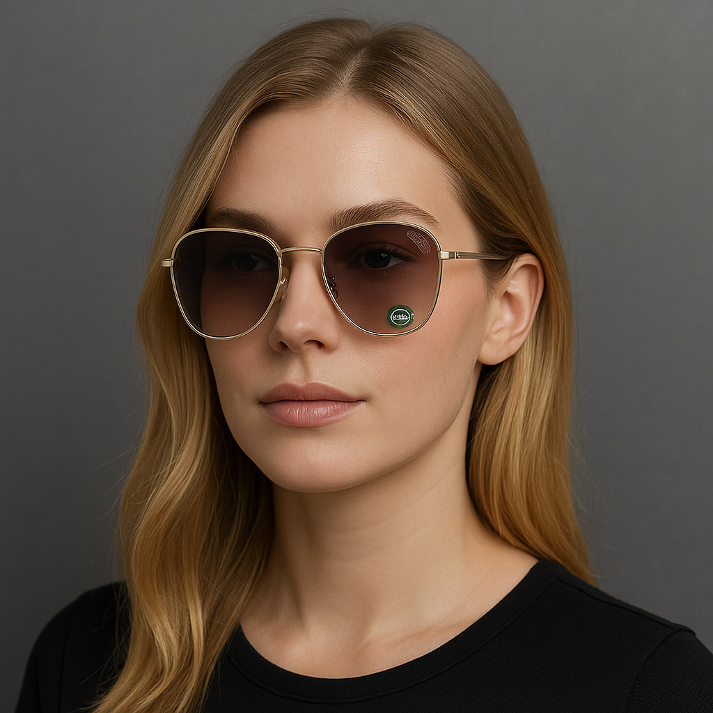 «عینک آفتابی زنانه اورجینال SIX مدل p24 با فریم سفید- طلایی و عدسی UV»