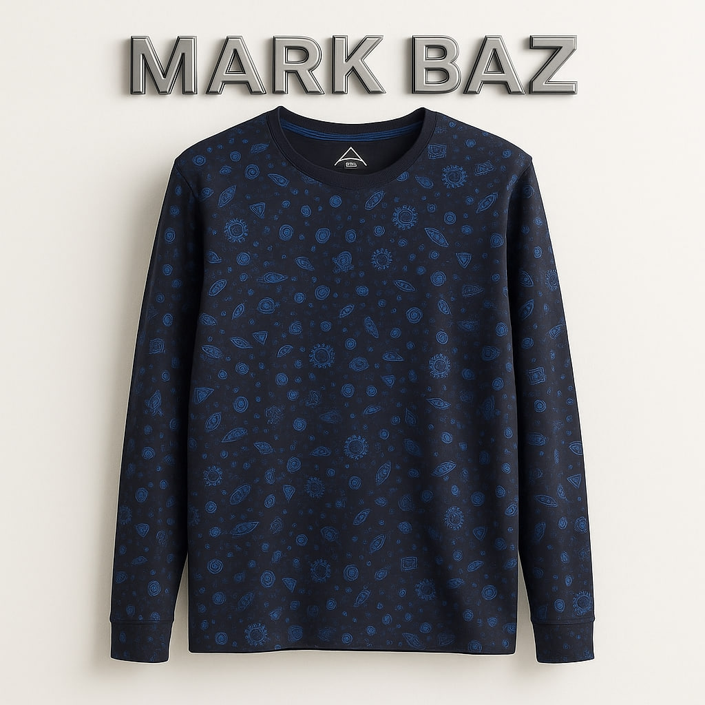 خرید تی‌شرت آستین بلند مشکی و آبی طرح فضایی مردانه TEX سایز مدیوم | اورجینال