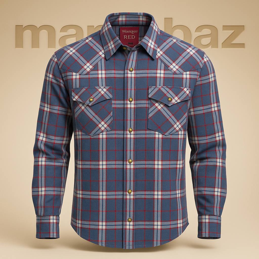 پیراهن چهارخانه وسترن Wrangler RED مردانه | کیفیت بالا با قیمت اقتصادی